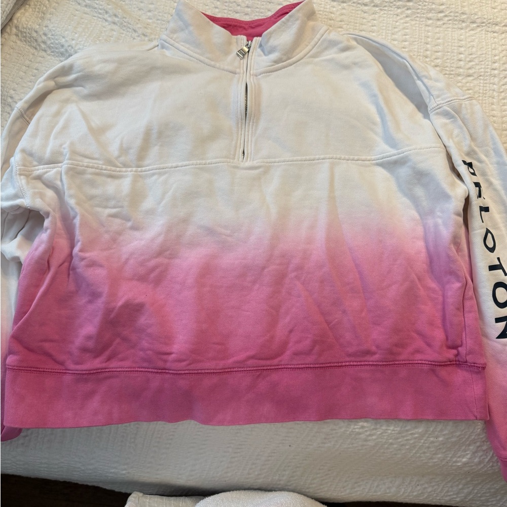 Peloton Pink and White Ombre Hoodie
